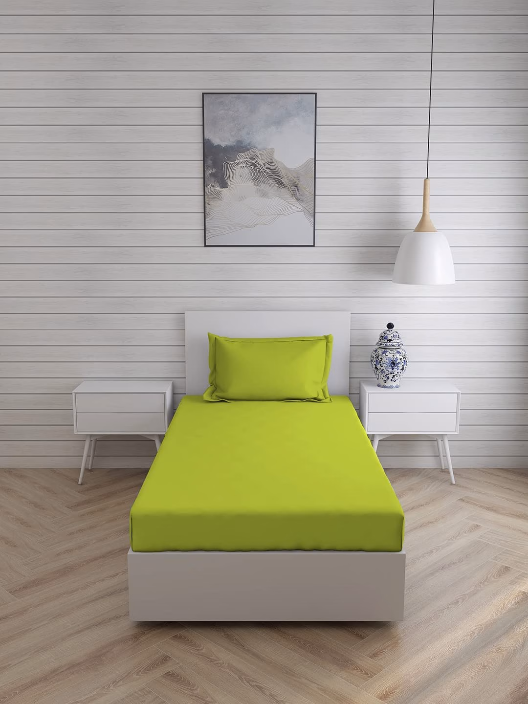 Seasons Plain Bedsheet for Single Bed, 1 Pillow Cover, Neon