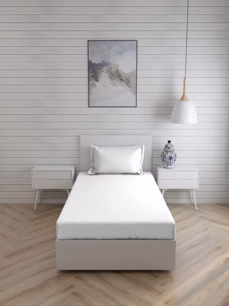 Seasons White Bedsheet for Single Bed, 1 Pillow Cover