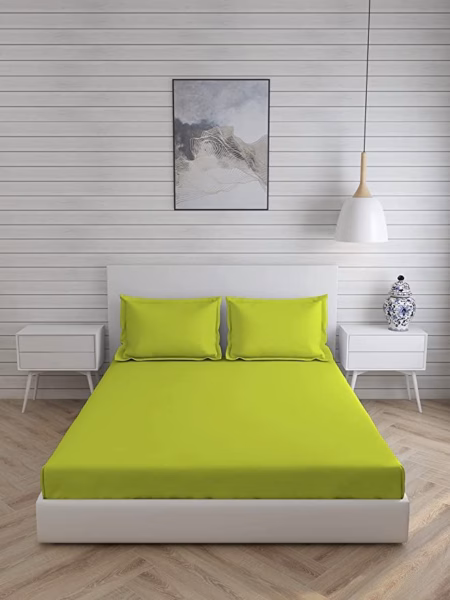 Seasons Double Bed  Bedsheet, 2 Pillow Covers, Neon