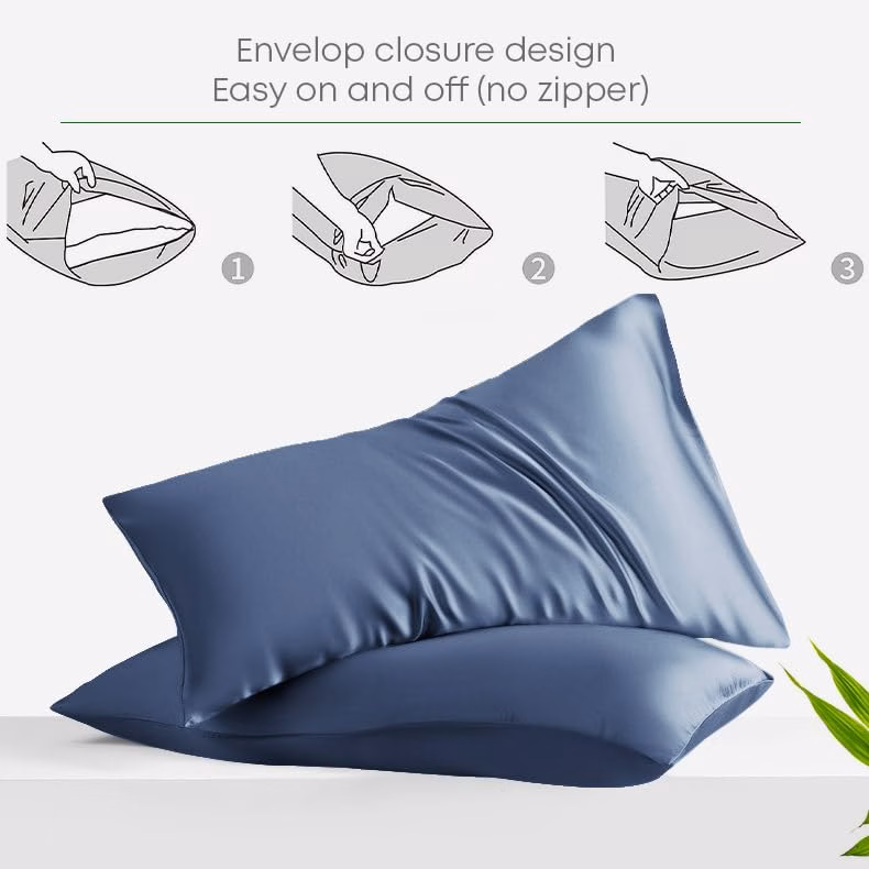 Seasons Blue Silk Bedsheet Deep Pocket with Pillowcase Double - Image 3