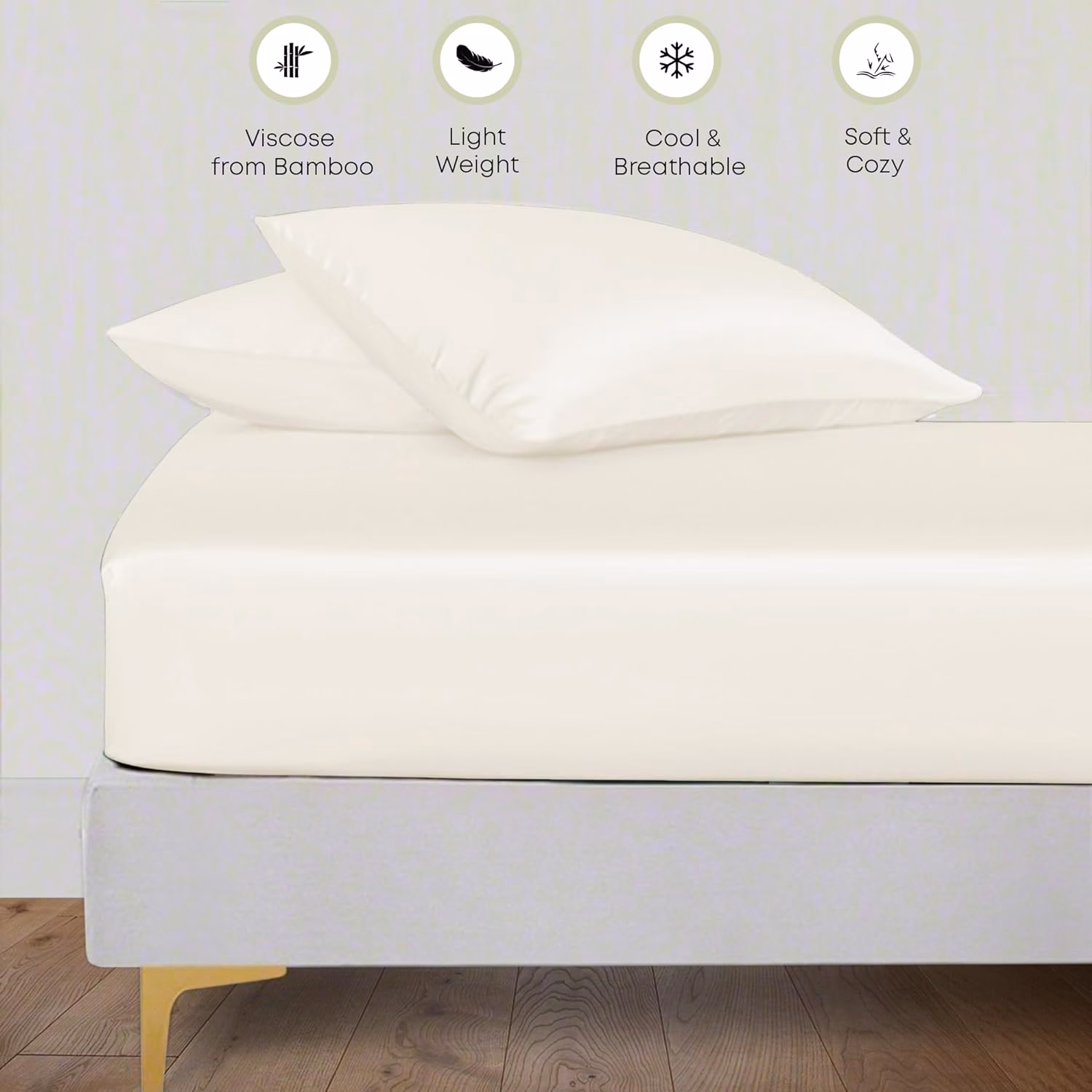 Seasons Ivory Silk Bedsheet Deep Pocket with Pillowcase