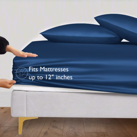 Seasons Bamboo Silk Navy Blue Colour Bedsheet