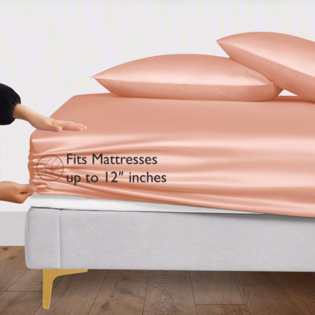 Seasons Silk Rose Gold Colour Bedsheet with Deep Pocket