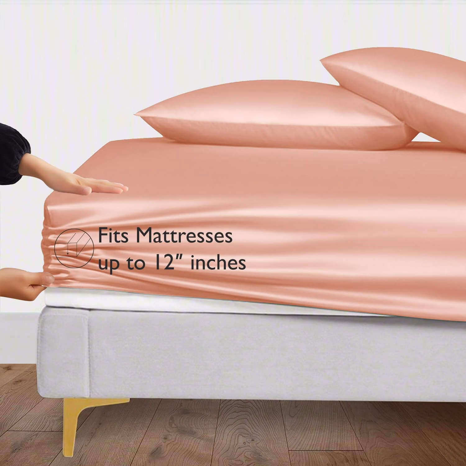 Seasons Silk Rose Gold Colour Bedsheet with Deep Pocket