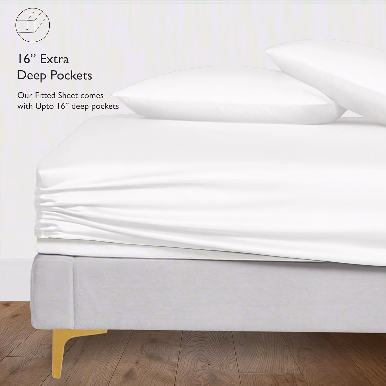 Seasons Silk White Colour Bedsheet with Elastic Pocket - Image 3