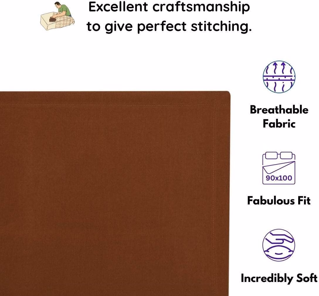 Seasons Double Bedsheet with 2 Pillow Covers, Brown - Image 3