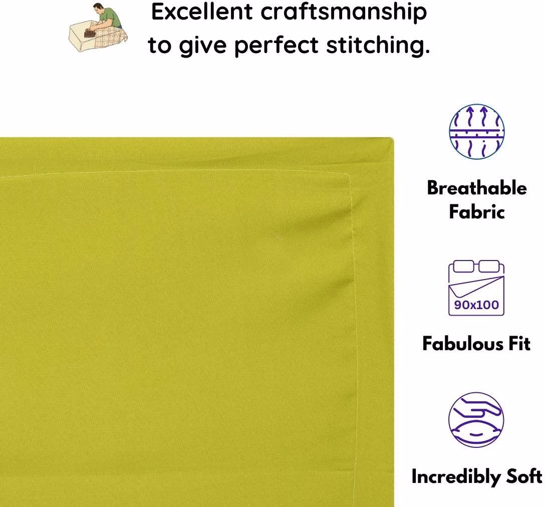 Seasons Double Bedsheet with 2 Pillow Covers,Neon Green - Image 3