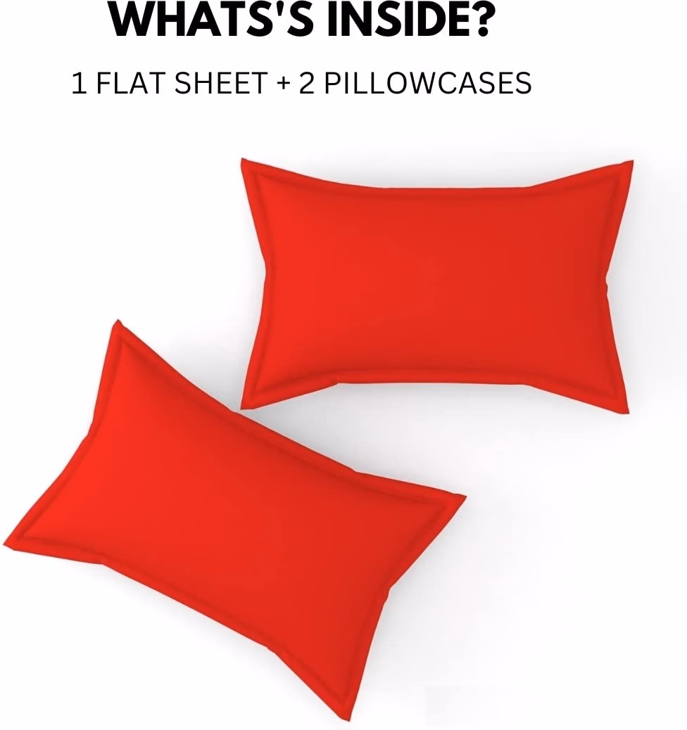 Seasons Double Bedsheet with 2 Pillow Covers,Red