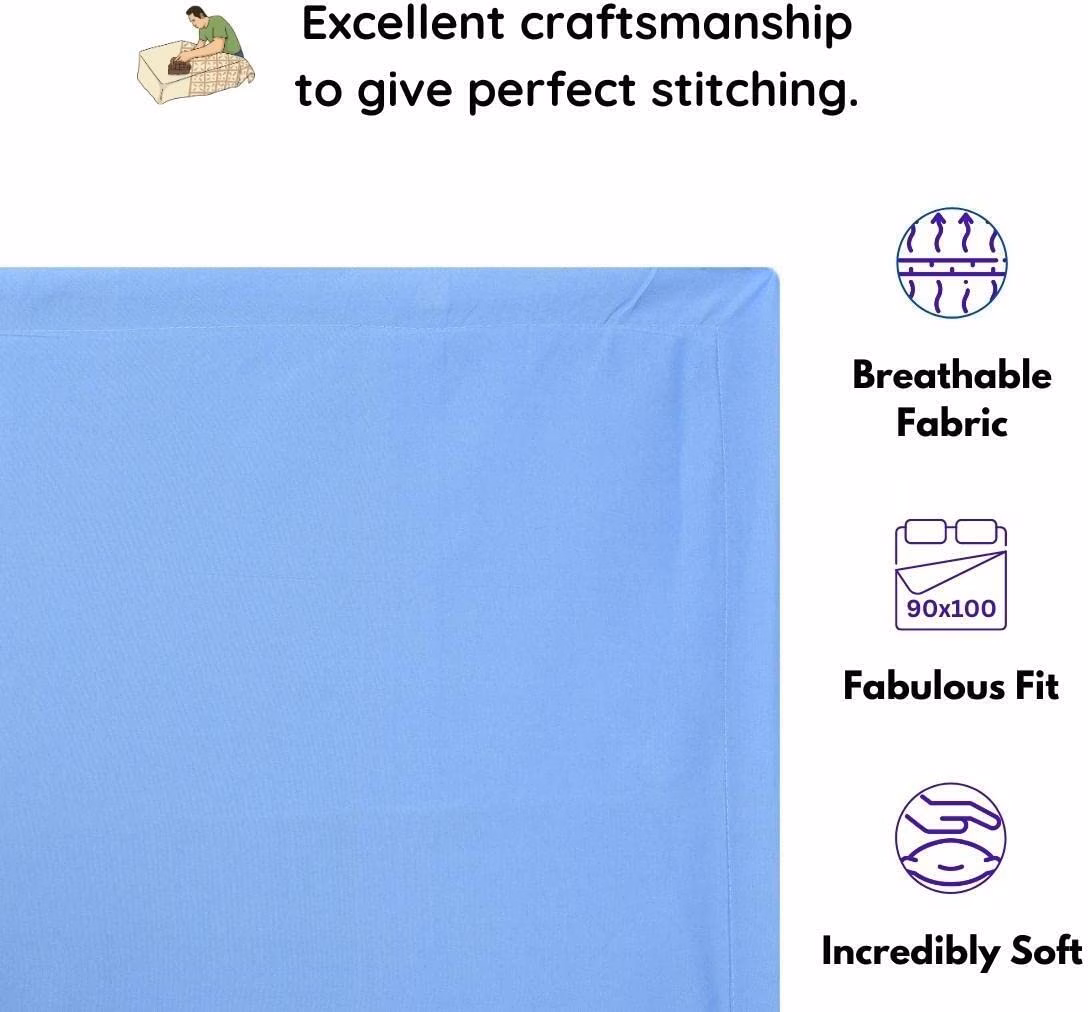 Seasons Double Bedsheet with 2 Pillow Covers, Sky Blue - Image 3