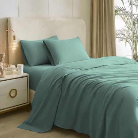 Seasons Aqua Green Bedsheets for King Size Bed & 2 Pillow Covers