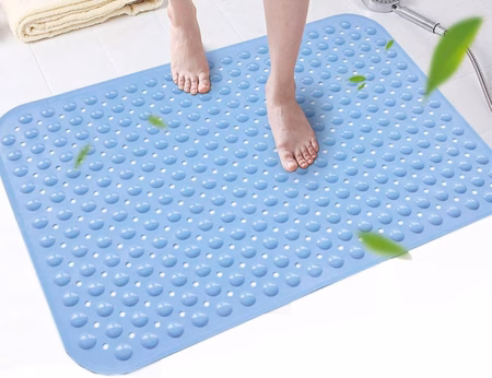 Seasons Soft-Pebble with Suction Cup Bath Mat,Blue