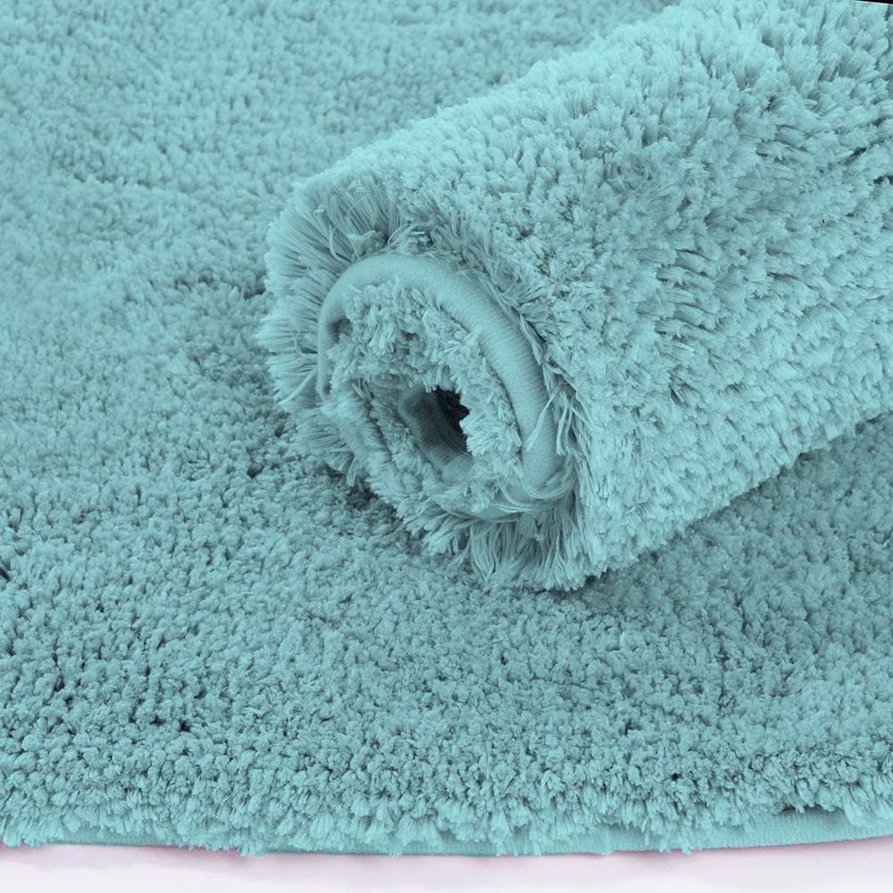Seasons Microfiber Luxe Home Bath Mat, Aqua,Pack of 1 - Image 3