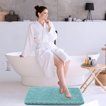 Seasons Microfiber Luxe Home Bath Mat, Aqua,Pack of 1