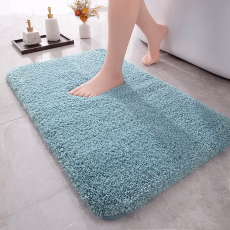 Seasons Microfiber Anti-Slip Bathmat Set, Sky Blue