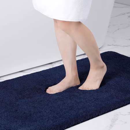 Seasons Microfiber Bath Mats for Bathroom, Dark Blue