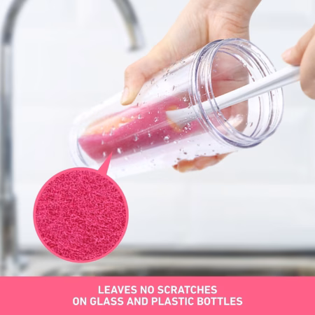 Seasons Plastic Bottle Cleaner Brush (Pink and White,Pack of 1)