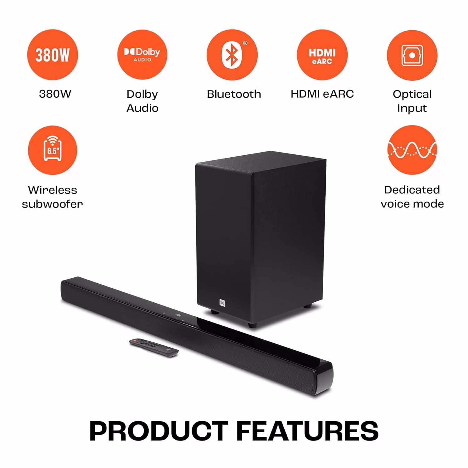 JBL Cinema SB190, Dolby Atmos Sound, Wireless Subwoofer for Extra Deep Bass 380 W Bluetooth Soundbar?(Black, 2.1 Channel) - Image 3