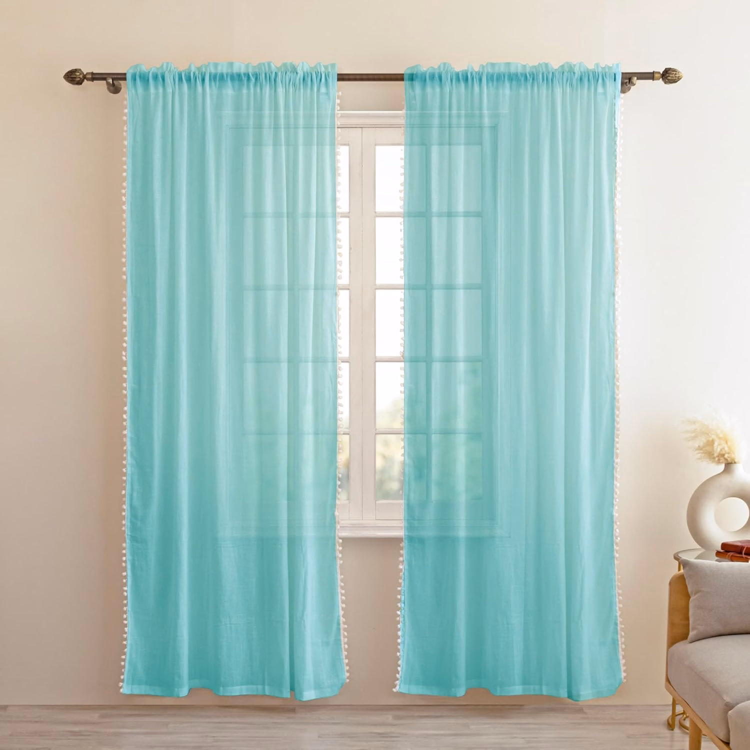 Seasons Linen Sheer Curtains 5 Feet Drapes - Image 3