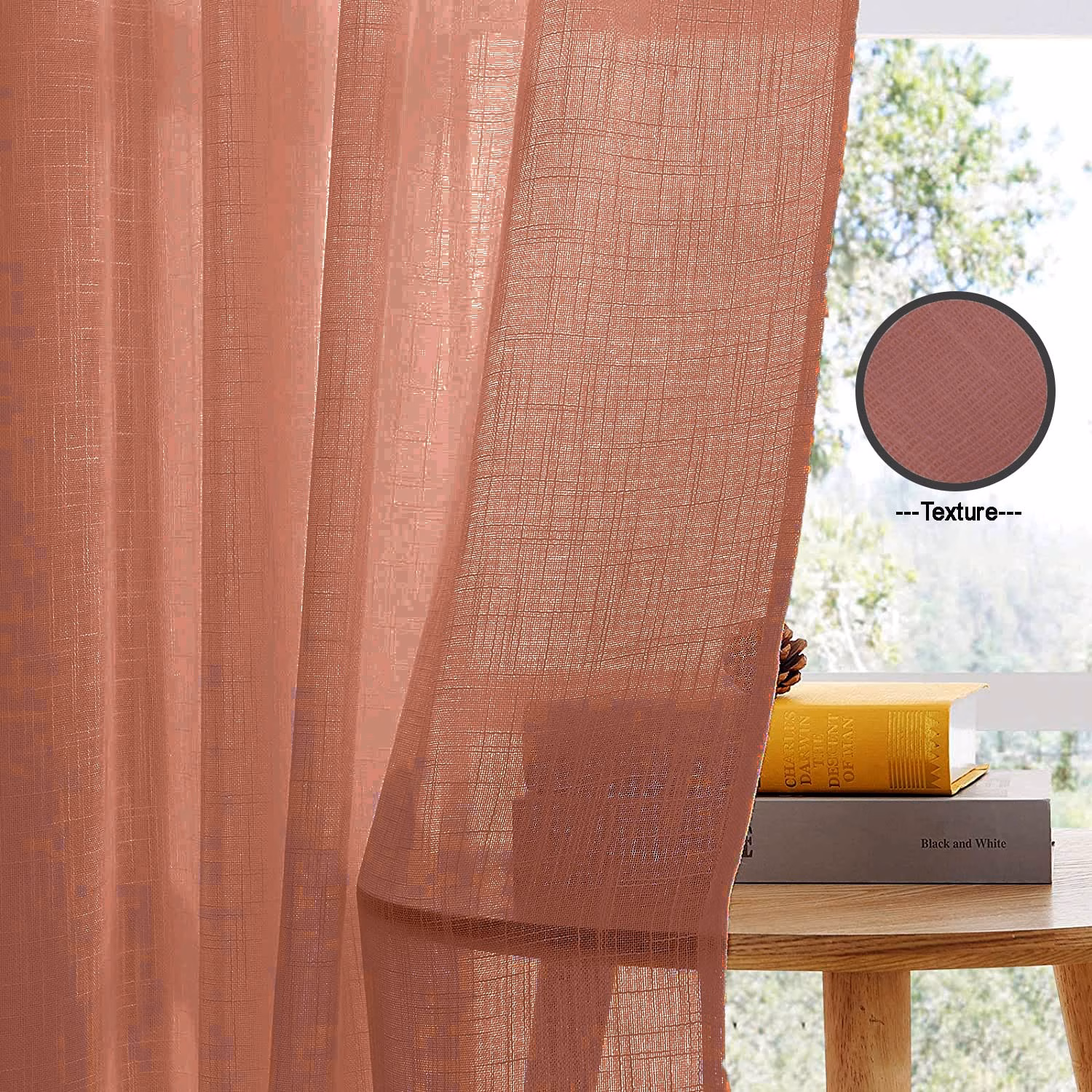 Seasons Sheer Curtains 9 Feet Long Door Cotton, Maroon - Image 4