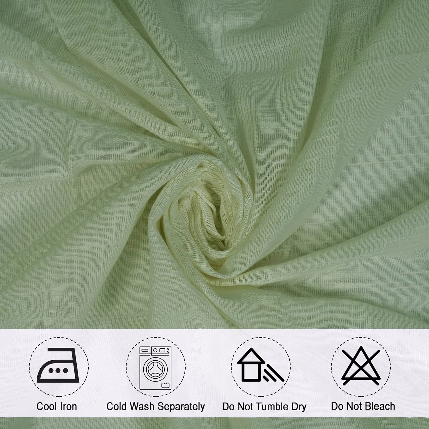 Seasons Cotton 5 Feet Curtain Transparent,Mint Green - Image 3
