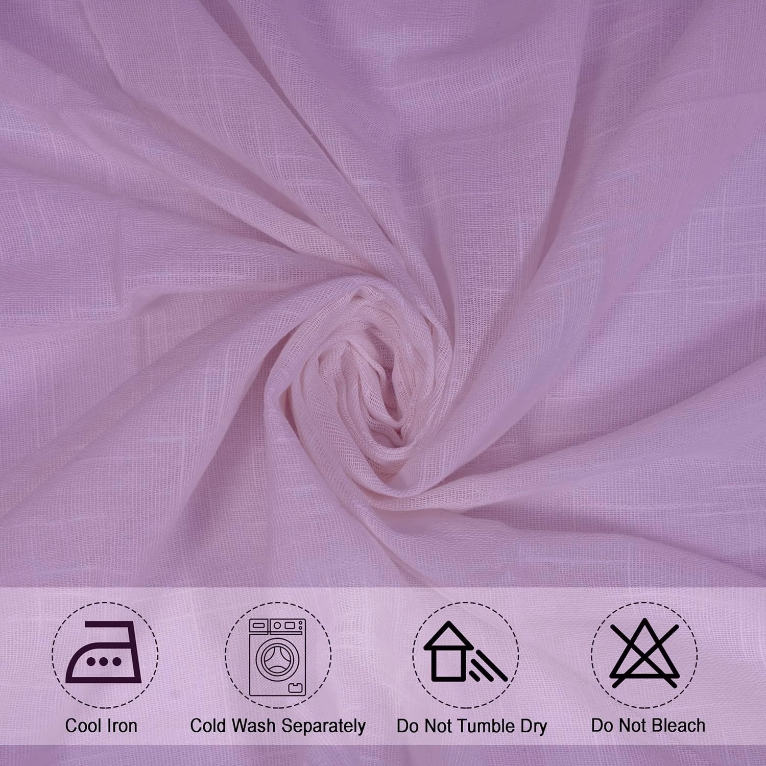 Seasons Sheer Cotton Curtains 5 Feet Long, Purple - Image 3