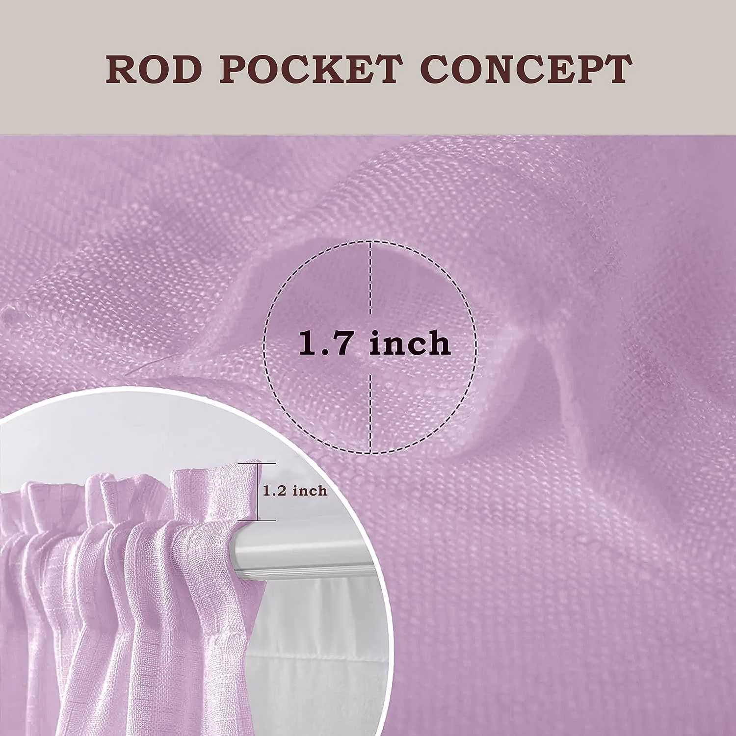 Seasons Solid Cotton Linen Curtain Window 5 Feet, Purple - Image 3