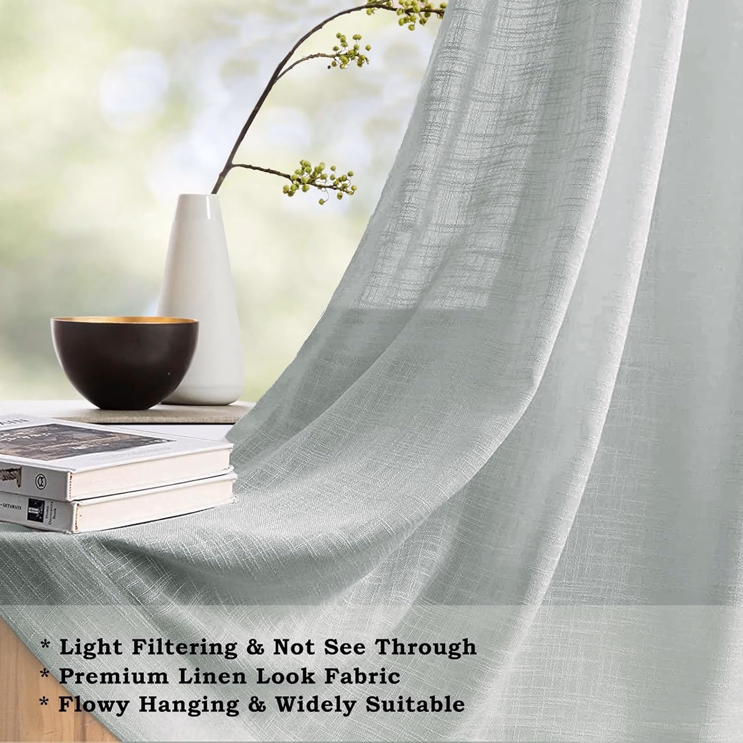 Seasons Sheer Curtains for Window Transparent 5 Feet Long, Silver Grey - Image 4