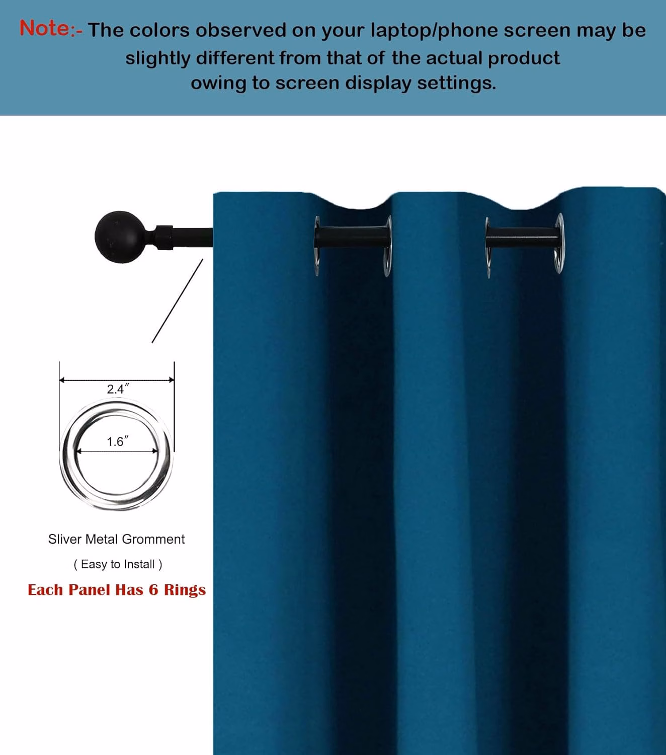 Seasons Window Curtains Blue 5 Feet Single Pcs - Image 3