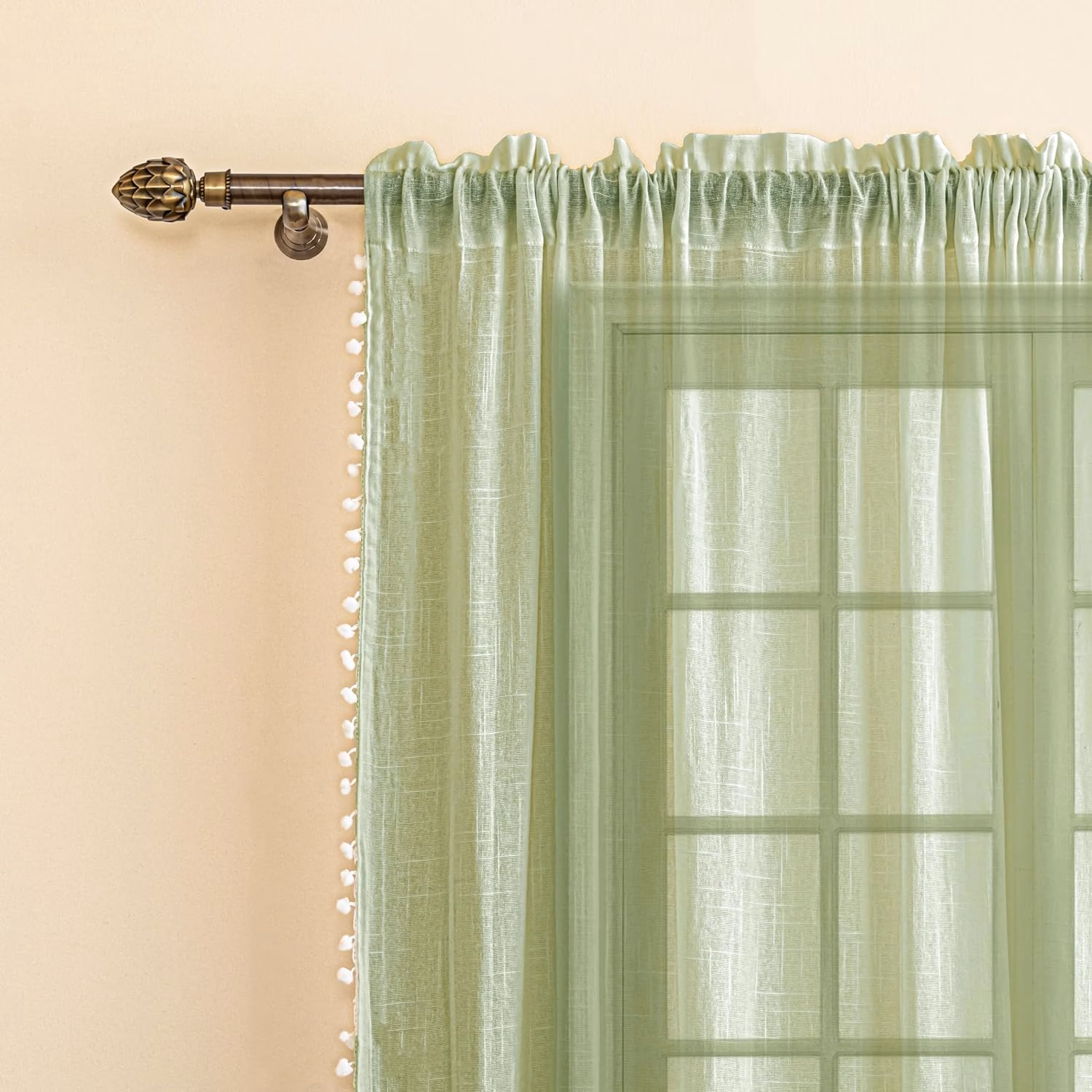 Seasons Premium Cotton Curtain Sheer Transparent, Mint Green