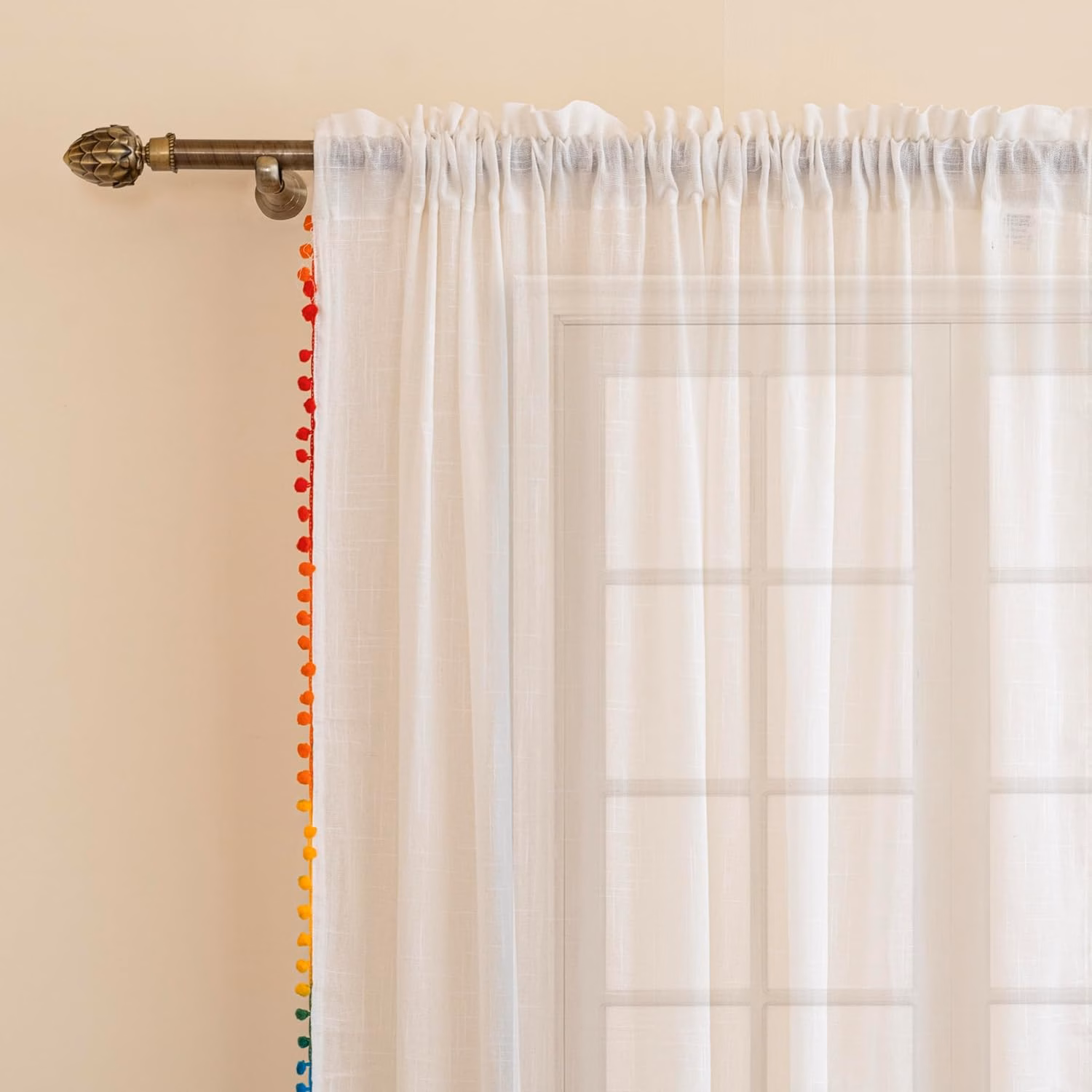 Seasons Cotton Sheer Curtains Door 7 Feet, White - Image 4