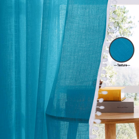 Seasons Sheer Long Door Curtains 8 Feet Curtain, Blue