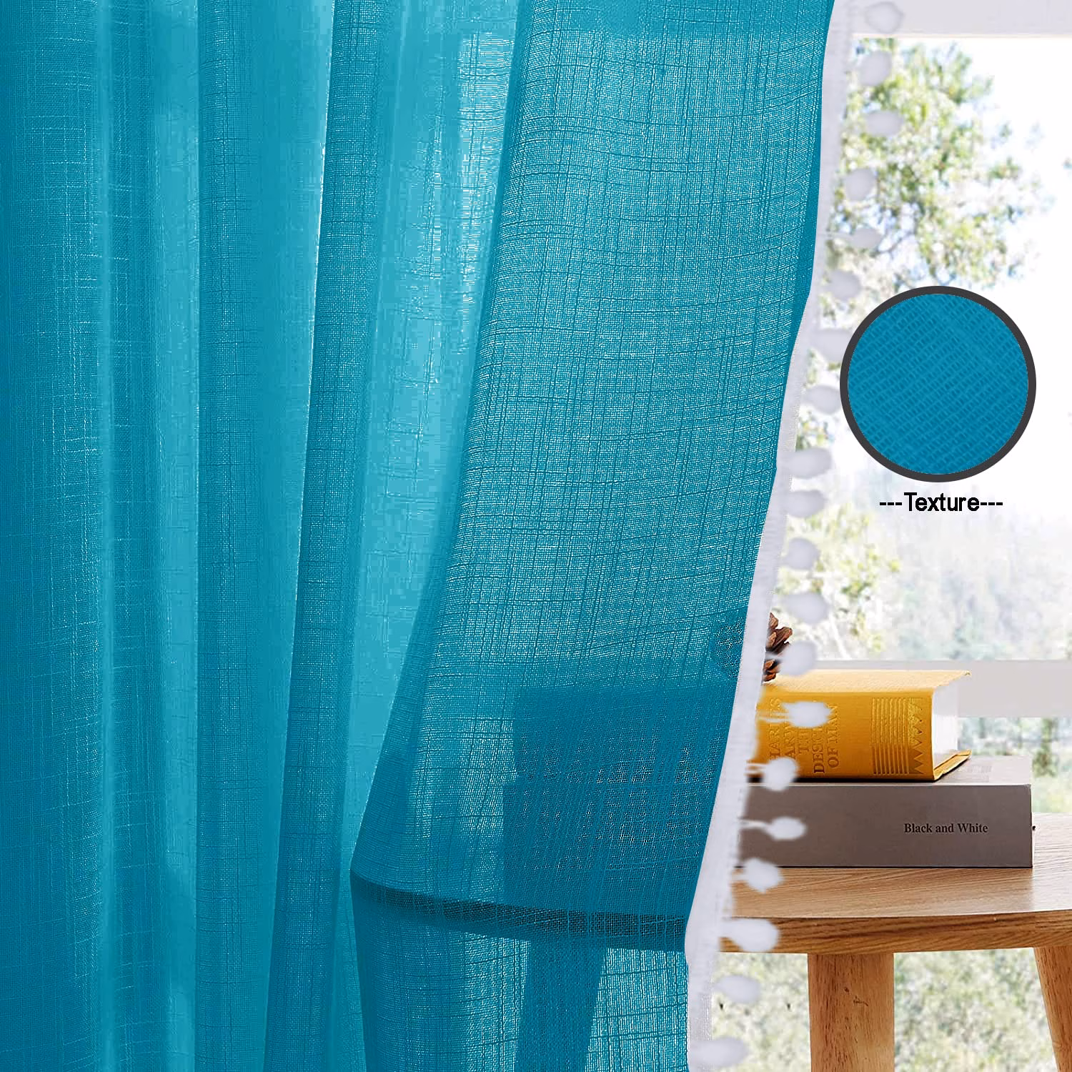 Seasons Sheer Long Door Curtains 8 Feet Curtain, Blue