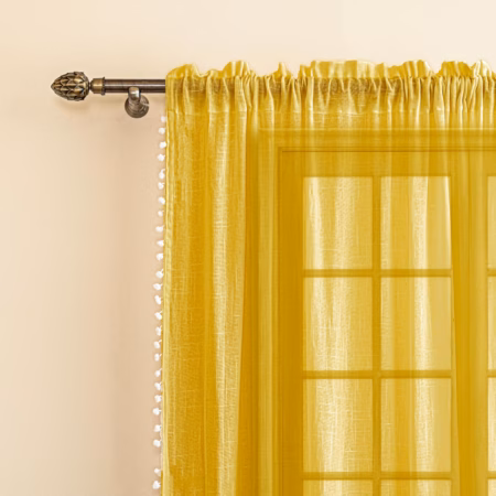 Seasons Long Door Sheer Curtains 8 Feet Long Drapes Curtain, Mustard