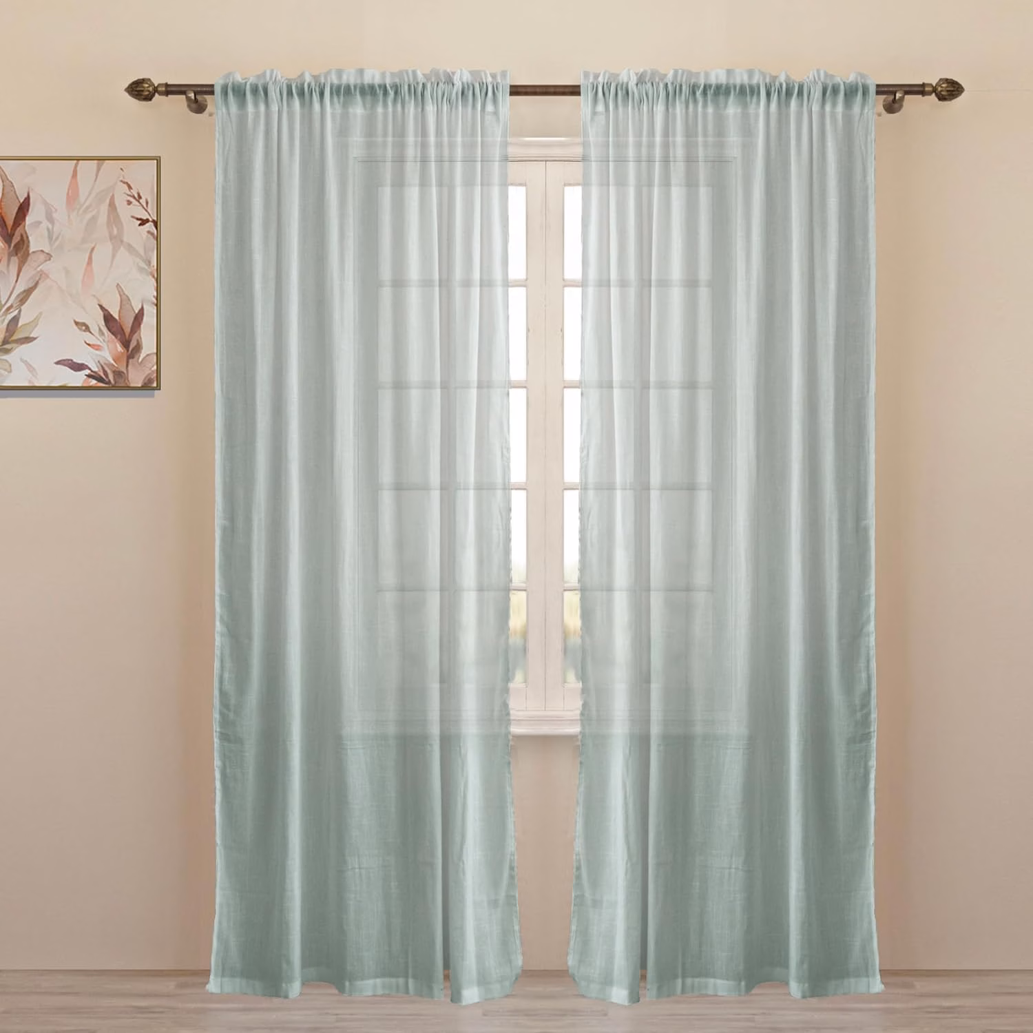 Seasons Curtains for Long Door Semi Transparent 8 Feet Long, Silver Grey - Image 3