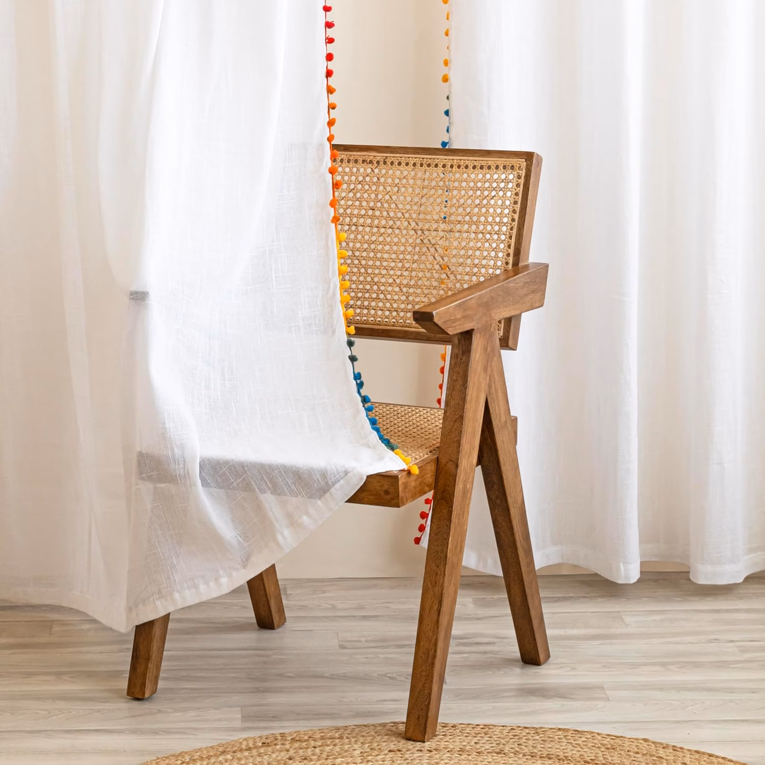 Seasons Cotton Sheer Curtains Long Door 8 Feet, White