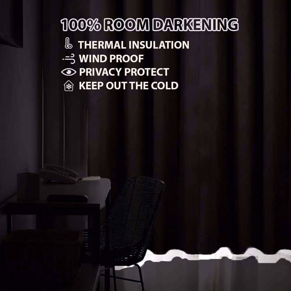 Seasons Room Darkening Blackout Black Curtain 4 Feet - Image 4