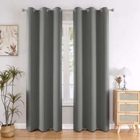 Seasons Room Darkening Blackout  Grey Curtains 4 Feet