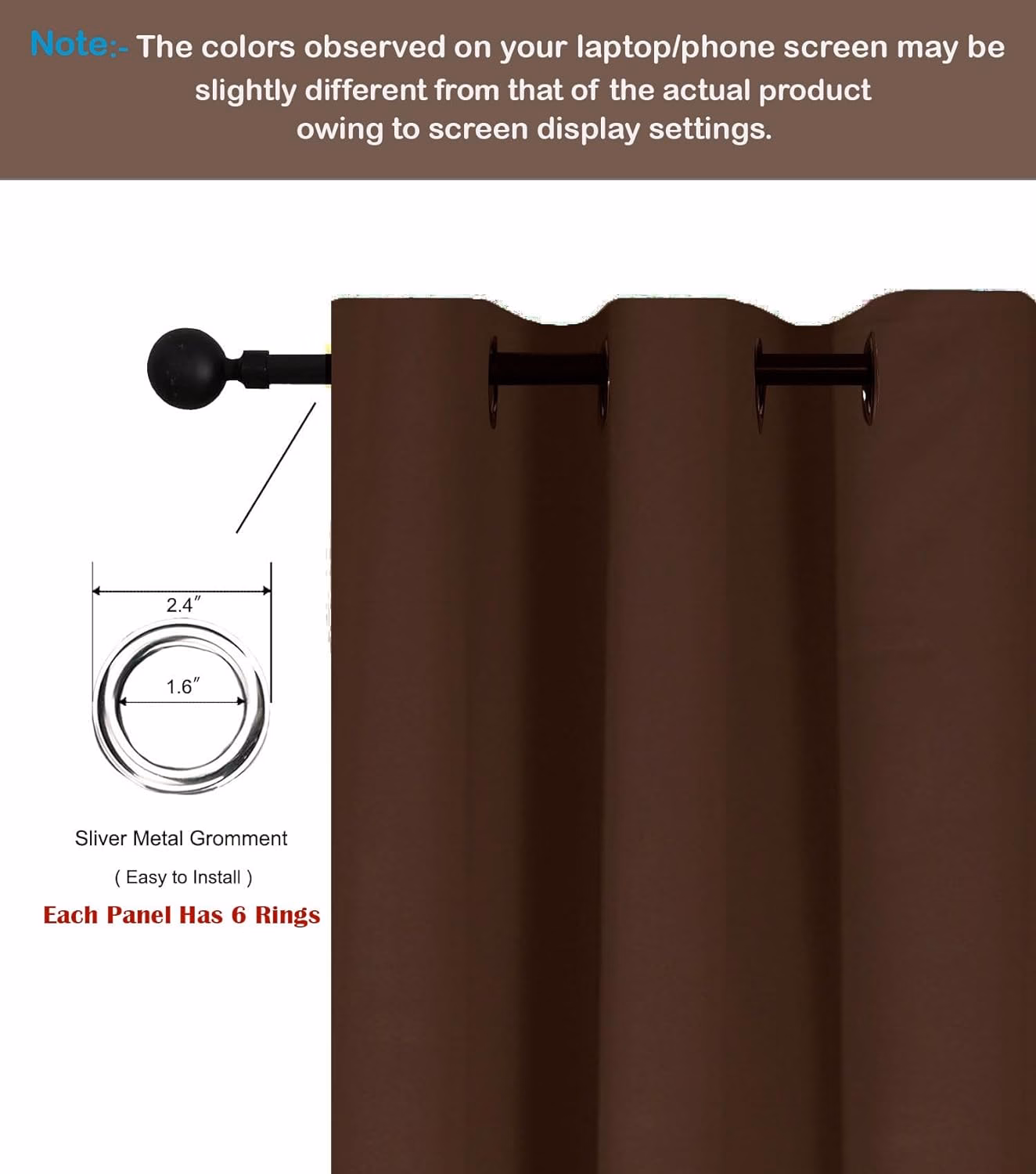Seasons Dark Brown Room Darkening 7 Feet Door Curtain - Image 4