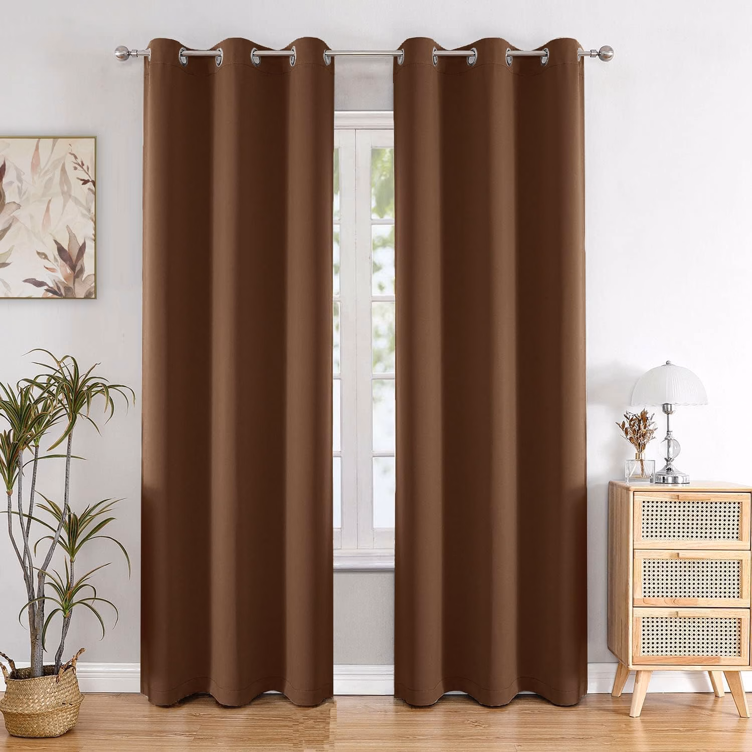 Seasons Dark Brown Room Darkening 7 Feet Door Curtain