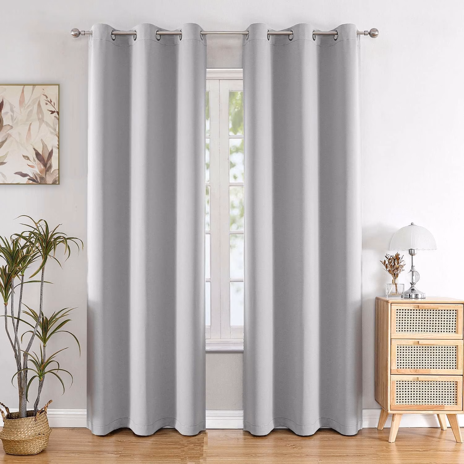 Seasons Greyish White Room Darkening Blackout Door Curtain 8 Feet