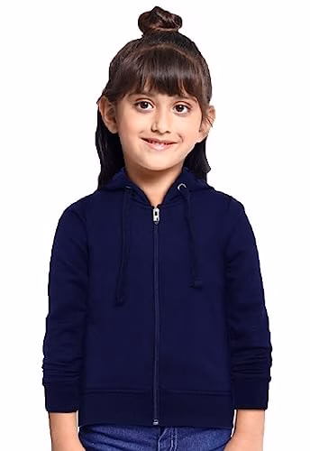Girl's Cotton Blue Hooded Sweatshirt