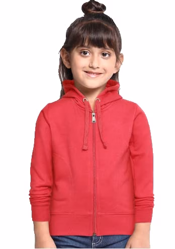 Girl's Cotton Dark Pink Hooded Sweatshirt