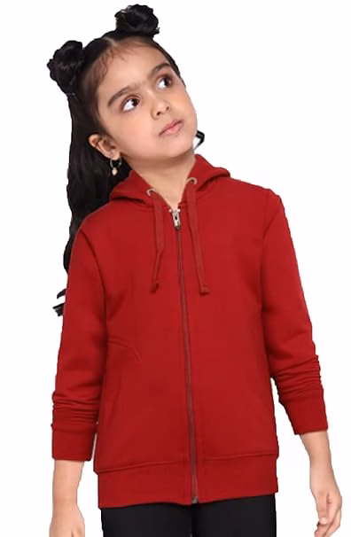 Girl's Cotton Maroon Hooded Sweatshirt