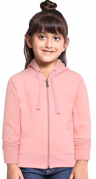 Girl's Cotton Pink Hooded Sweatshirt