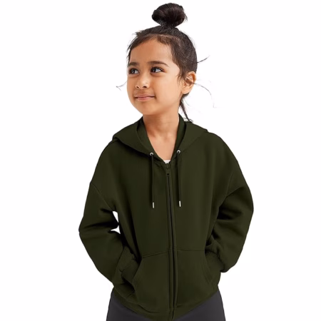 Girl's Soft Cotton Dark Green Hooded