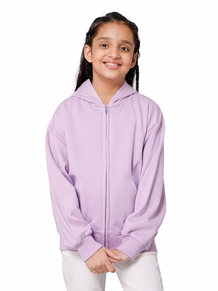 Girl's Oversized Light Purple Hooded