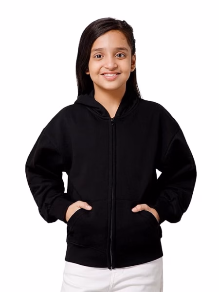 Girl's Oversized Black Hooded