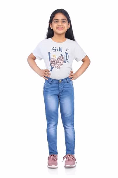 Girls Slim Fit Denim Light Blue Jeans