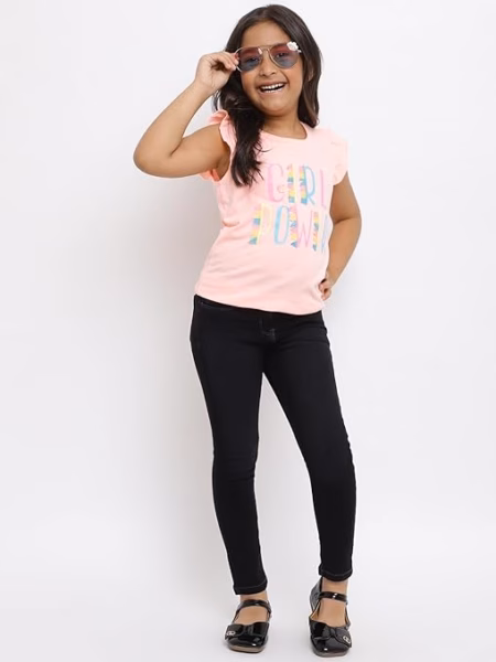 Girls Slim Fit Dark Black Jeans