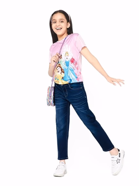Girls Stretchable Denim Dark Navy Pant